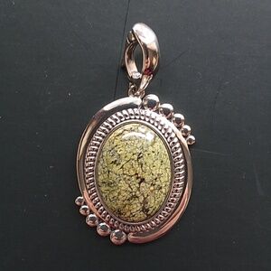 American West Carolyn Pollack Large Green Serpentine Pendant Enhancer 925 Silver